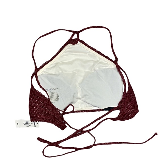 Express Bikini Top Crochet Swimsuit High Neck Crop Swim S Small New - Picture 3 of 5